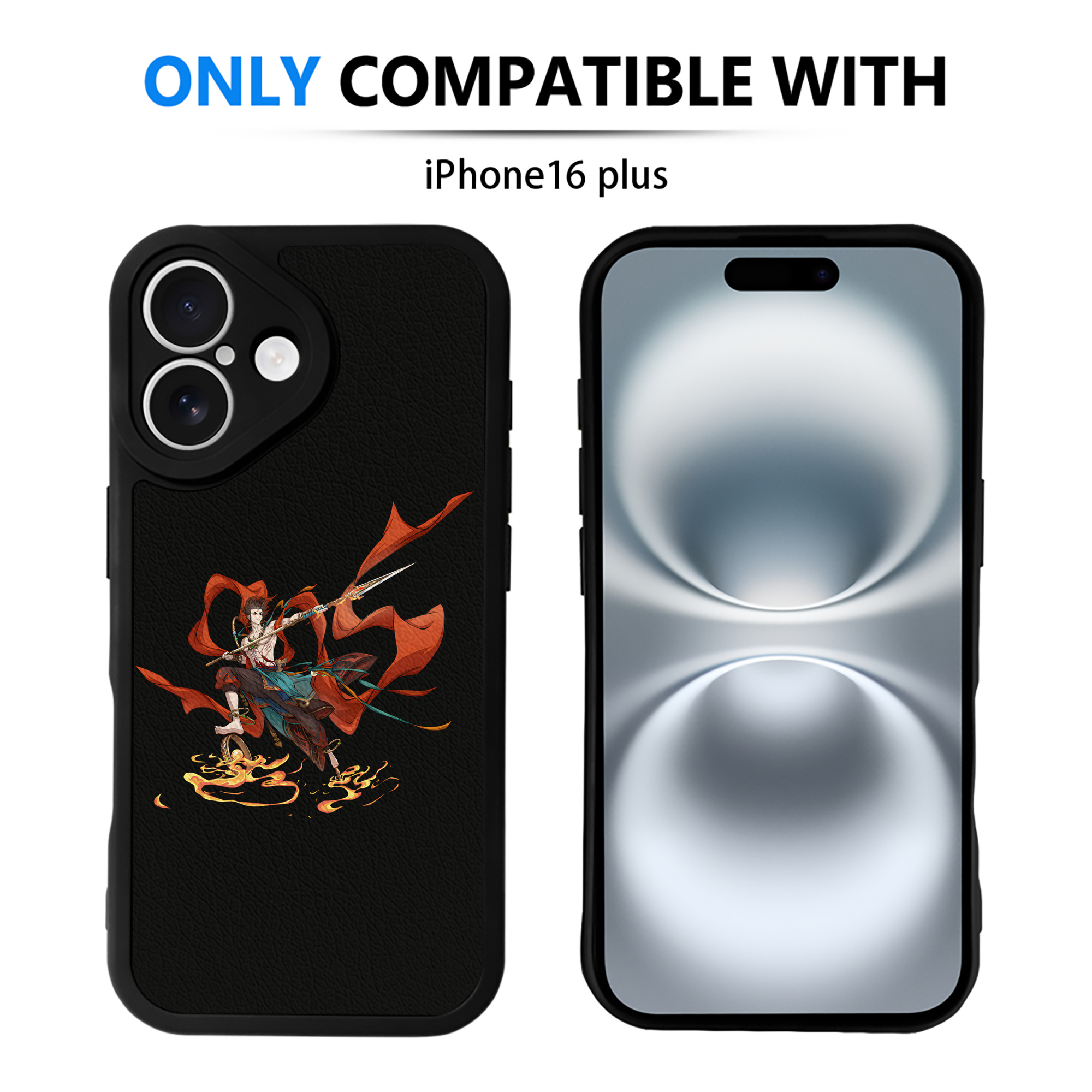 （画像用） Ne Zha 2 ナタ 魔童の大暴れ 【iPhone 16シリーズ対応】シリコンスマホケース（レザー調） 材質：シリコン